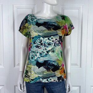 CONRAD C women's floral short-sleeved sweater large